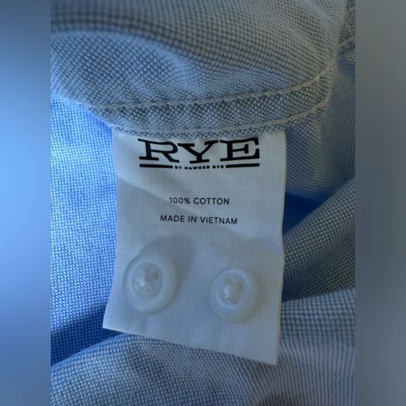 RYE regular white and blue button down shirt size L Tall - Picture 4 of 10